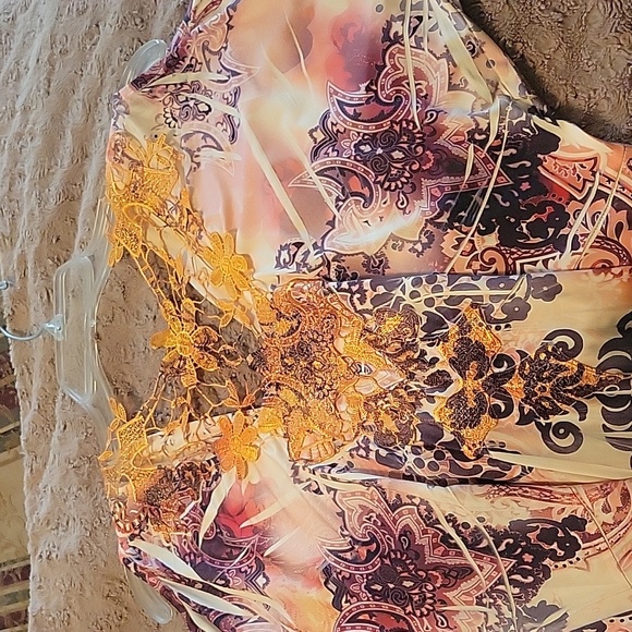 Maxi comfortable tie dye n peach,yellow,orange with brown.size small One World - Picture 7 of 10